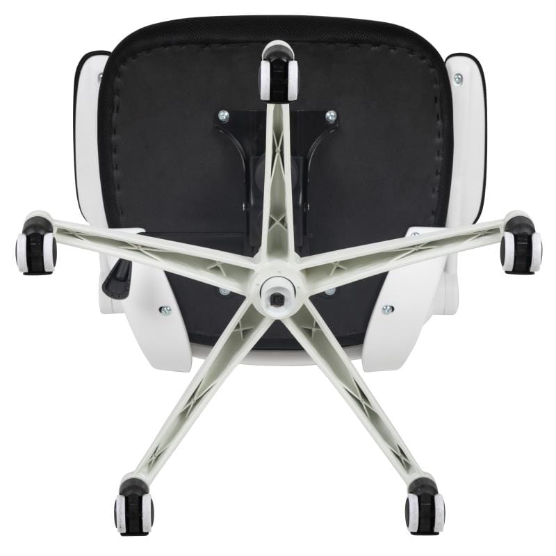 Kelista Mid-Back Black Mesh Swivel Ergonomic Task Office Chair with White Frame and Flip-Up Arms