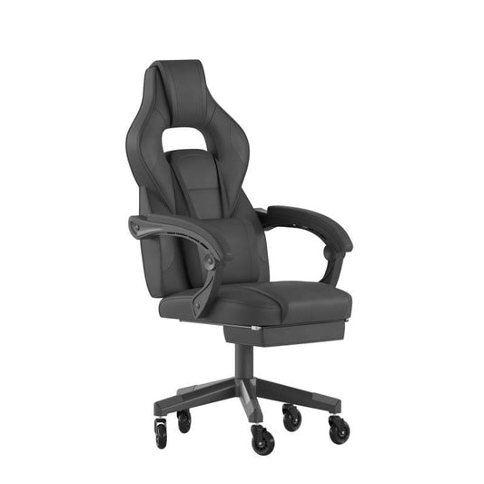 X40 Gaming Chair Racing Computer Chair with Fully Reclining Back/Arms and Transparent Roller Wheels, Slide-Out Footrest, - Black