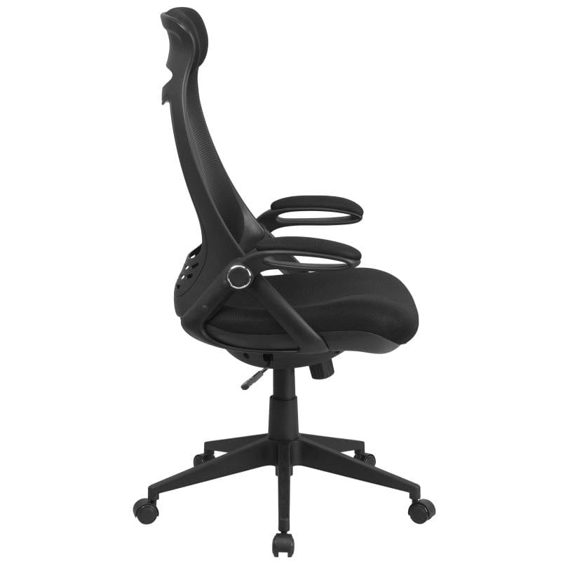 Ivan High Back Black Mesh Executive Swivel Office Chair with Flip-Up Arms