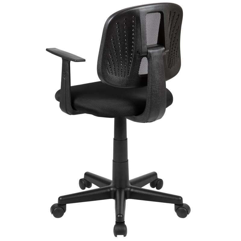 Flash Fundamentals Mid-Back Black Mesh Swivel Task Office Chair with Pivot Back and Arms