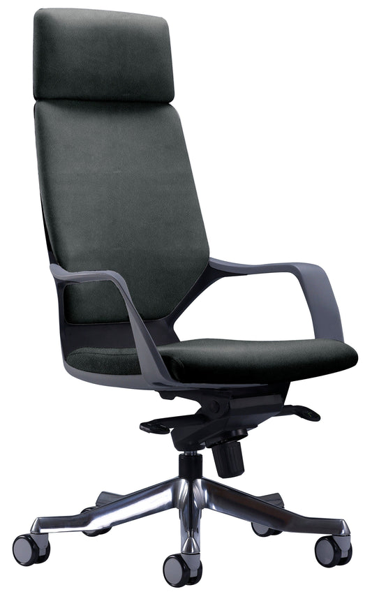 Tulsa Leather High Back Chair, Grey
