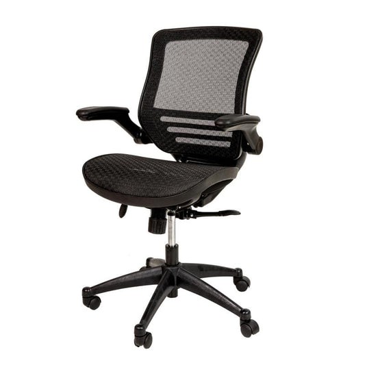 Warfield Mid-Back Transparent Black Mesh Executive Swivel Office Chair with Black Frame and Flip-Up Arms