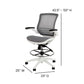 Waylon Mid-Back Transparent Gray Mesh Drafting Chair with White Frame and Flip-Up Arms