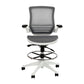 Waylon Mid-Back Transparent Gray Mesh Drafting Chair with White Frame and Flip-Up Arms