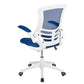 Kelista Mid-Back Blue Mesh Swivel Ergonomic Task Office Chair with White Frame and Flip-Up Arms