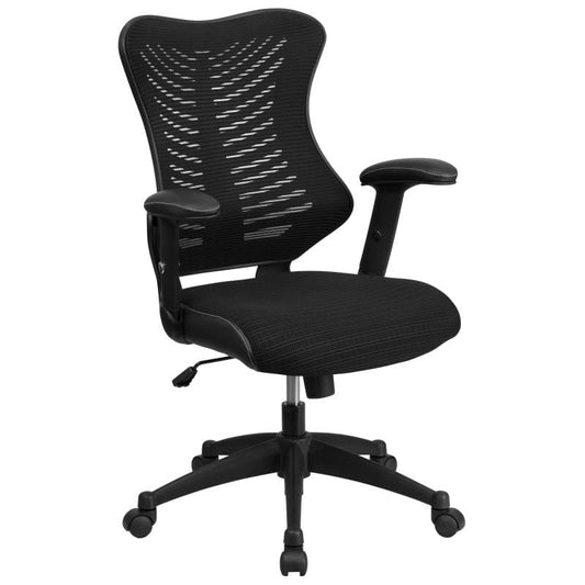 Kale High Back Designer Black Mesh Executive Swivel Ergonomic Office Chair with Adjustable Arms
