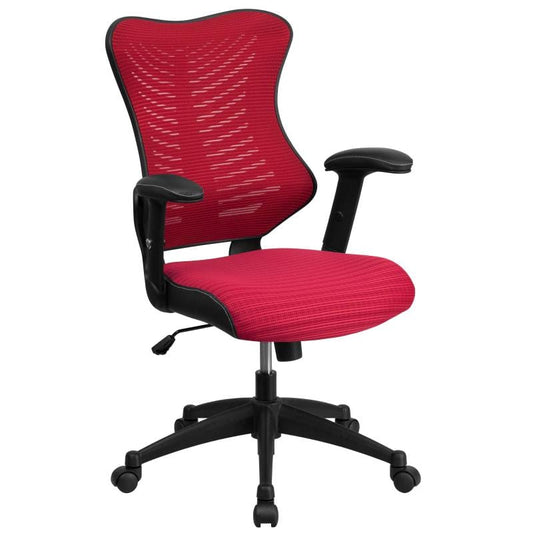 Kale High Back Designer Burgundy Mesh Executive Swivel Ergonomic Office Chair with Adjustable Arms