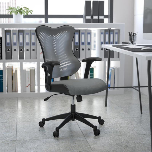 Kale High Back Designer Gray Mesh Executive Swivel Ergonomic Office Chair with Adjustable Arms