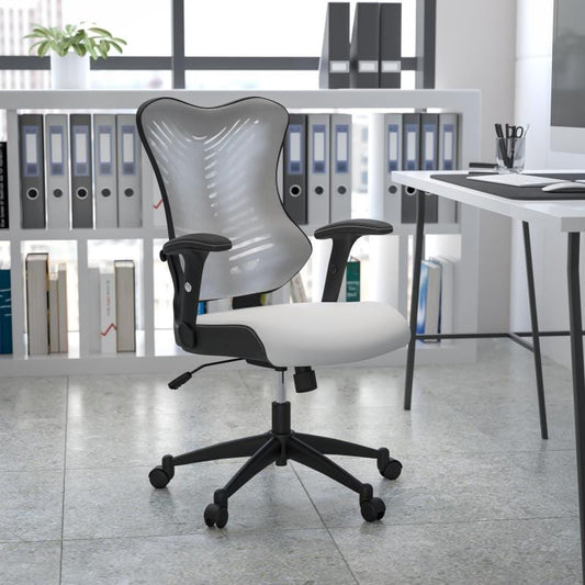Kale High Back Designer White Mesh Executive Swivel Ergonomic Office Chair with Adjustable Arms