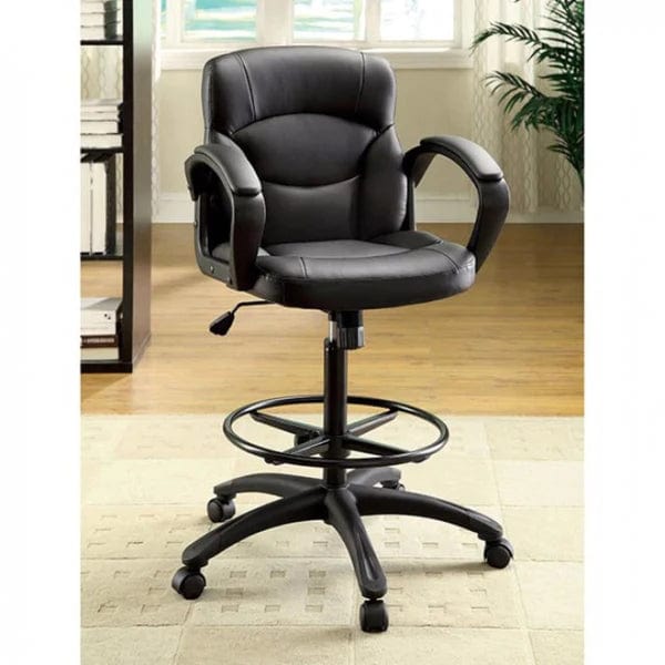 Leatherette Padded Office Chair With Pneumatic Adjustable Height,Dark Gray