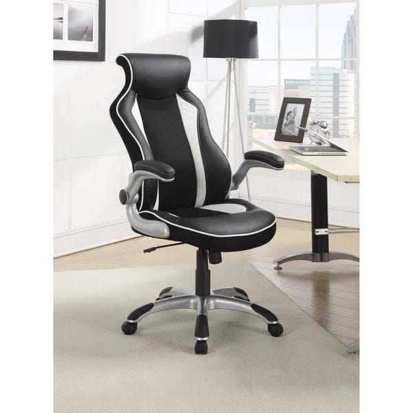 Fancy Executive High-Back Leather Chair, Black/White