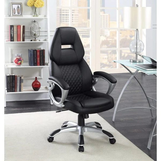 Leather, Sporty Executive High Back Office Chair, Black