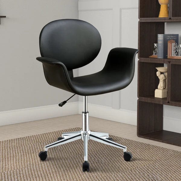 Metal & Wooden Office Arm Chair, Black