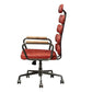 Leatherette Office Chair With Split Panel Backrest, Red