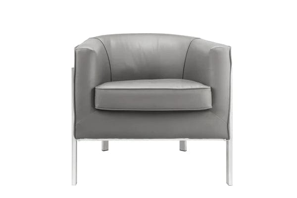 Leatherette Accent Chair with Metal Legs, Gray and Silver