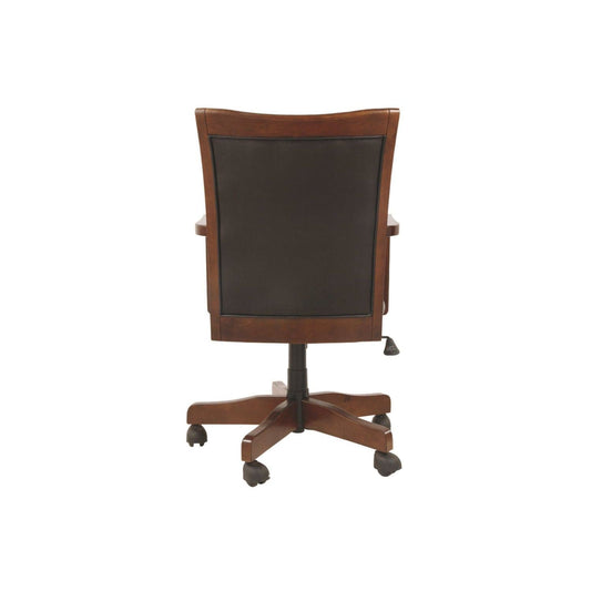 Wooden Swivel Chair With Leatherette Seating And Adjustable Seat, Brown