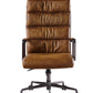 Faux Leather Upholstered Wooden Office Chair with 5 Star Base, Brown