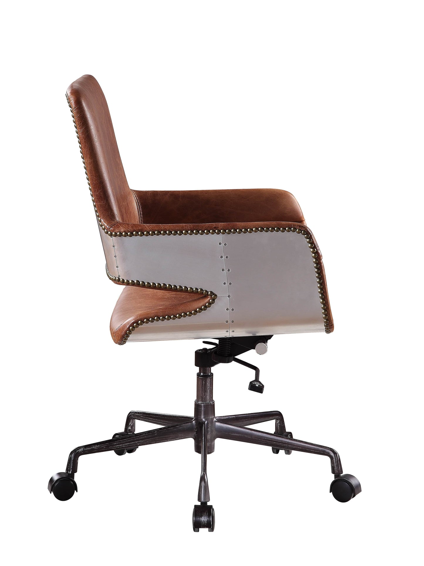 Faux Leather Upholstered Wooden Office Chair With Lift Mechanism,Brown