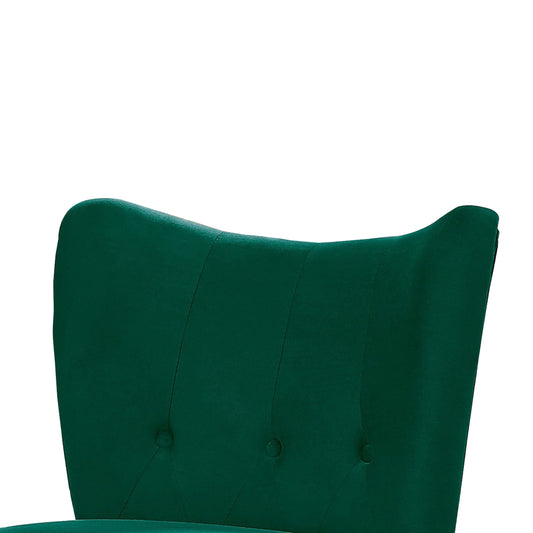 Upholstered Armless Accent Chair With Flared Back And Button Tufting, Green