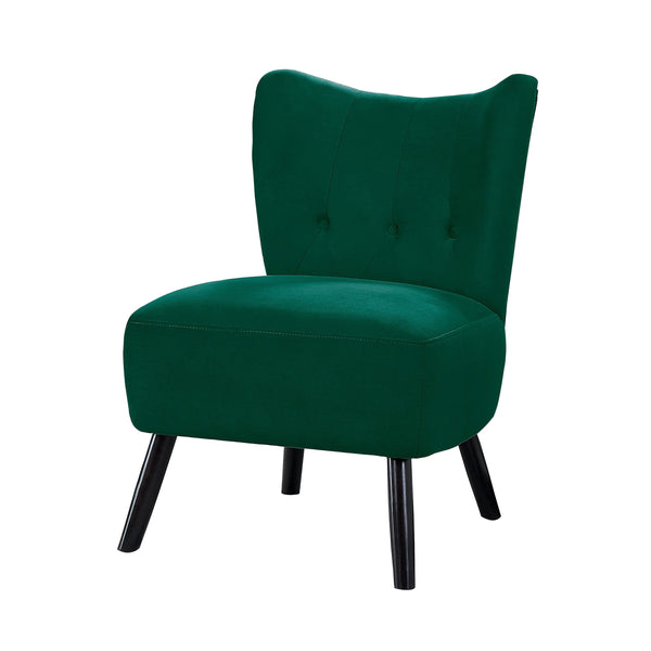 Upholstered Armless Accent Chair With Flared Back And Button Tufting, Green