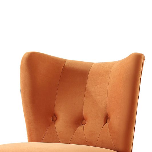 Upholstered Armless Accent Chair With Flared Back And Button Tufting, Orange