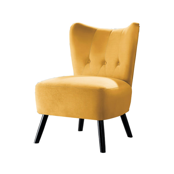 Upholstered Armless Accent Chair With Flared Back And Button Tufting, Yellow
