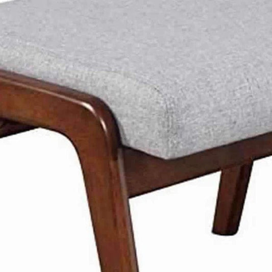 Wooden Footrest with Fabric Upholstered Padded Top, Gray and brown