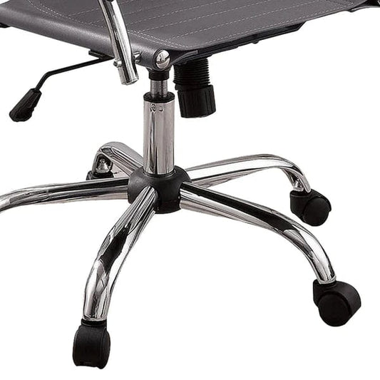 Leatherette Adjustable Office Chair With Metal Base, Gray