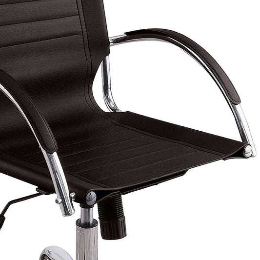 Leatherette Adjustable Office Chair with Metal Base, Black