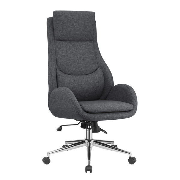 High Cushioned Tufted Back Fabric Office Chair with Star Base, Gray