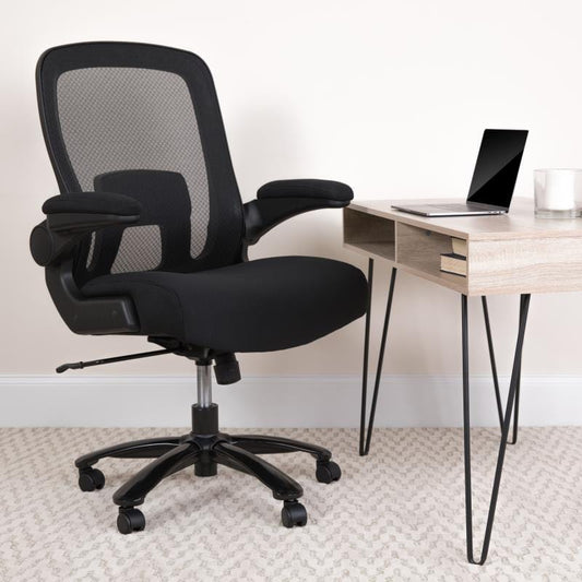 Big & Tall Office Chair| Black Mesh Executive Swivel Office Chair with Lumbar and Back Support and Wheels