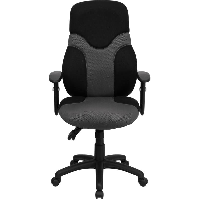 Abbott High Back Ergonomic Black and Gray Mesh Swivel Task Office Chair with Adjustable Arms