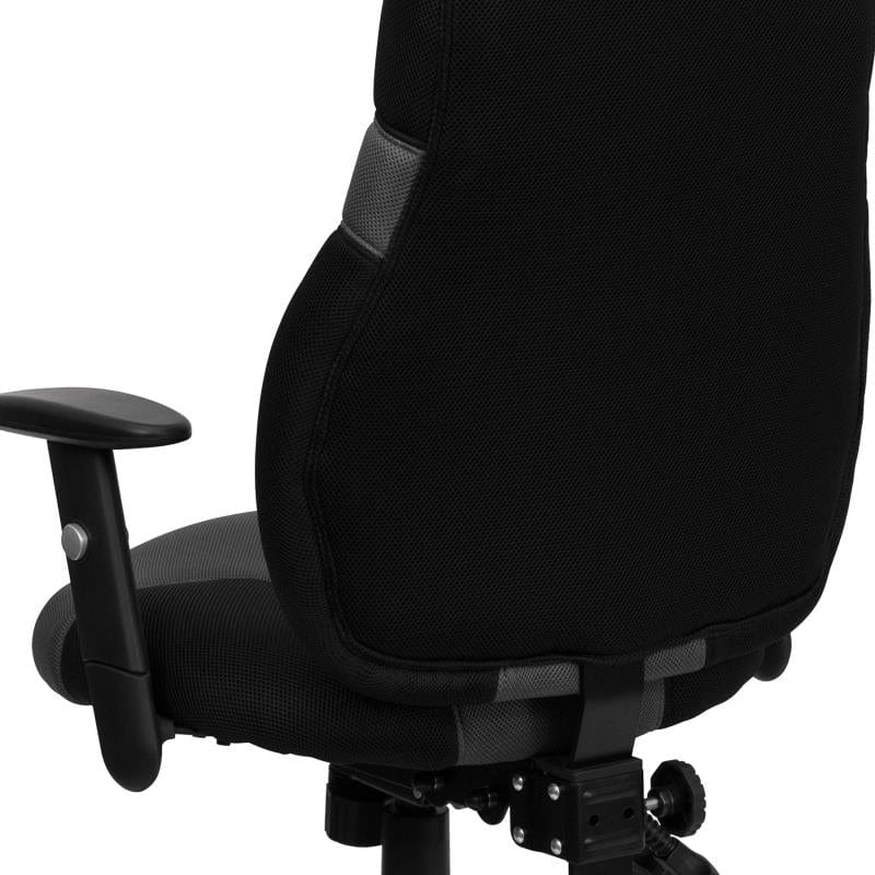 Abbott High Back Ergonomic Black and Gray Mesh Swivel Task Office Chair with Adjustable Arms