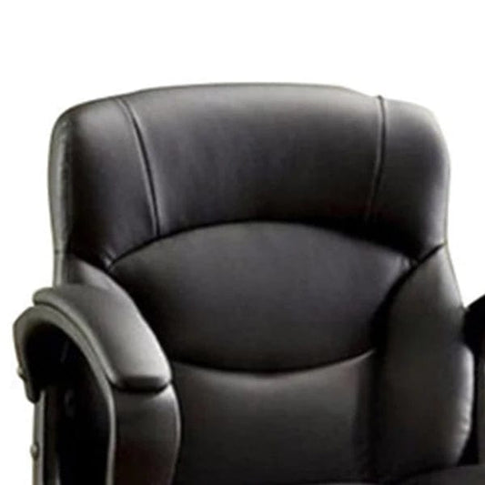 Leatherette Padded Office Chair With Pneumatic Adjustable Height,Dark Gray