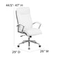 Rebecca High Back Designer White LeatherSoft Smooth Upholstered Executive Swivel Office Chair with Chrome Base and Arms
