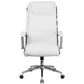 Rebecca High Back Designer White LeatherSoft Smooth Upholstered Executive Swivel Office Chair with Chrome Base and Arms