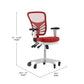 Nicholas Mid-Back Red Mesh Multifunction Executive Ergonomic Office Chair with Adjustable Arms, Transparent Roller Wheels, and White Frame