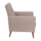 Conrad Mid-Century Modern Commercial Grade Armchair with Tufted Faux Linen Upholstery & Solid Wood Legs in Taupe