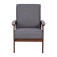 Langston Commercial Grade Faux Linen Upholstered Mid Century Modern Arm Chair with Walnut Finished Wooden Frame and Arms in Gray