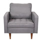 Hudson Mid-Century Modern Commercial Grade Armchair with Tufted Faux Linen Upholstery & Solid Wood Legs in Slate Gray