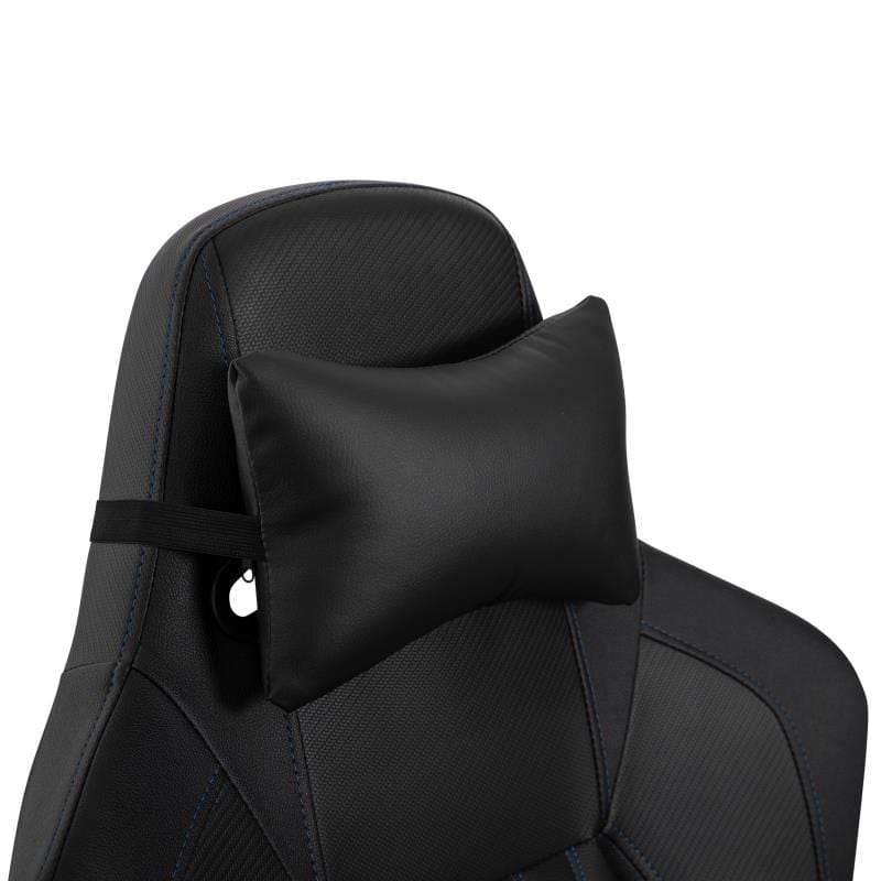 Falco Ergonomic High Back Adjustable Gaming Chair with 4D Armrests, Headrest Pillow, and Adjustable Lumbar Support, Black with Blue Stitching