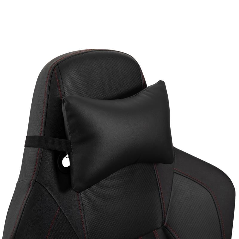 Falco Ergonomic High Back Adjustable Gaming Chair with 4D Armrests, Headrest Pillow, and Adjustable Lumbar Support, Black with Red Stitching