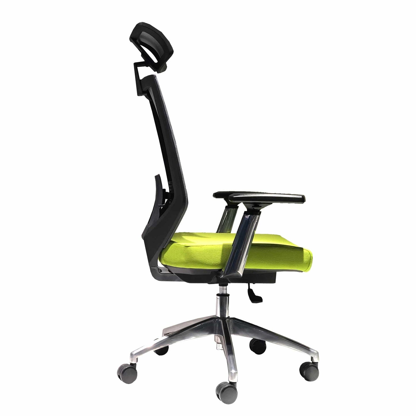 Adjustable Headrest Ergonomic Office Swivel Chair with Padded Seat and Casters, Green and Gray
