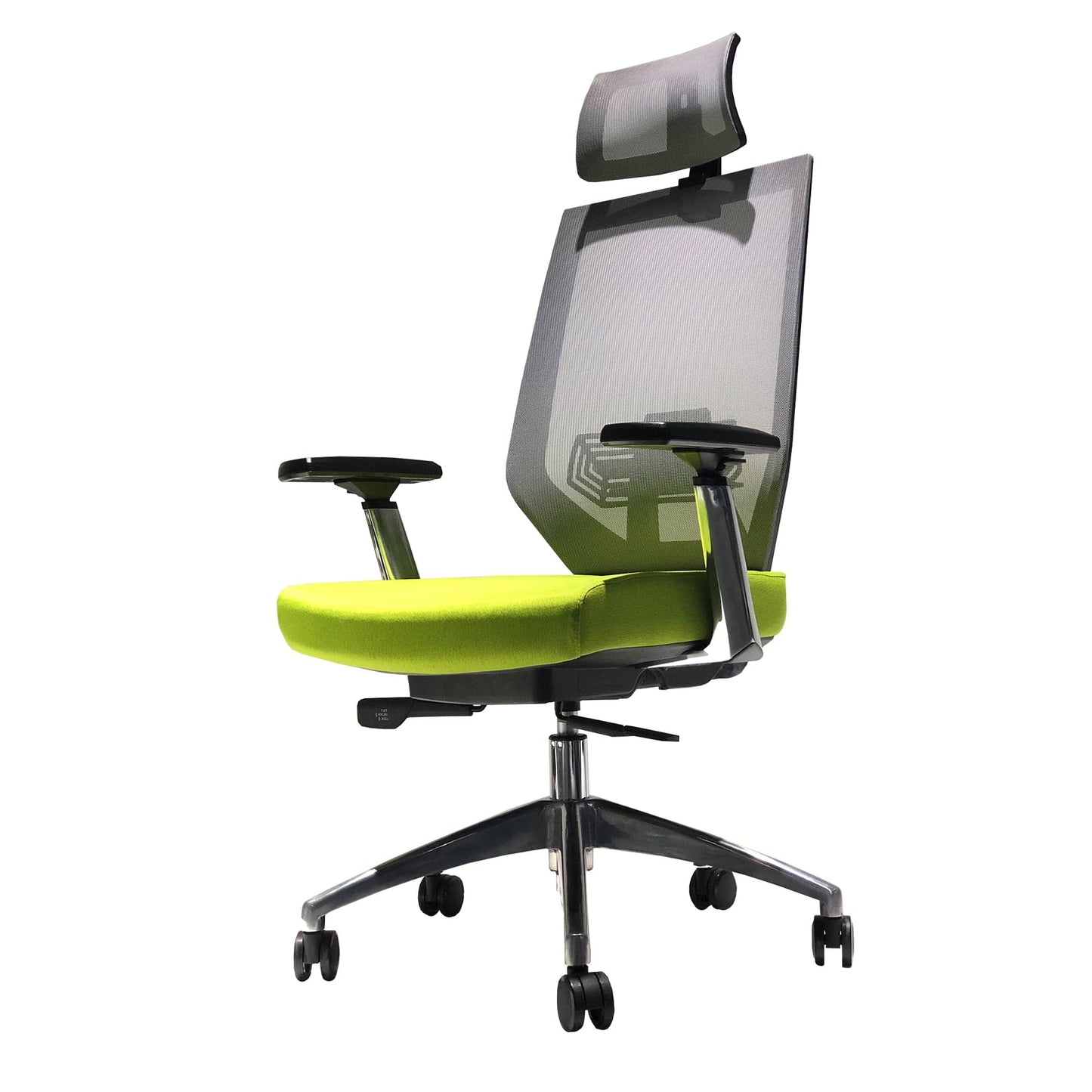 Adjustable Headrest Ergonomic Office Swivel Chair with Padded Seat and Casters, Green and Gray