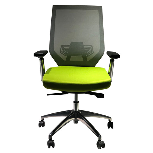 Adjustable Mesh Back Ergonomic Office Swivel Chair With Padded Seat And Casters, Green And Gray