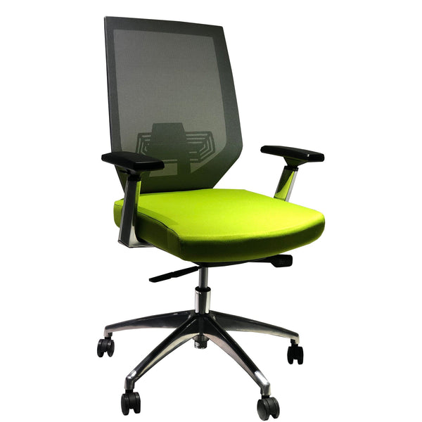 Adjustable Mesh Back Ergonomic Office Swivel Chair With Padded Seat And Casters, Green And Gray