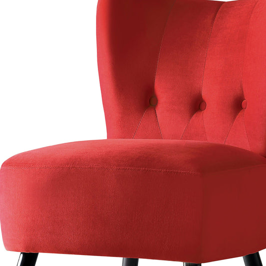 Upholstered Armless Accent Chair With Flared Back And Button Tufting, Red