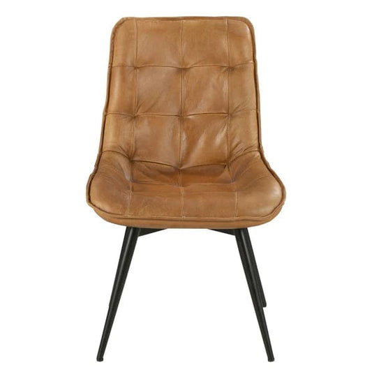 Wooden Accent Chair with Leatherette Seating and Tufted Back, Brown and Black